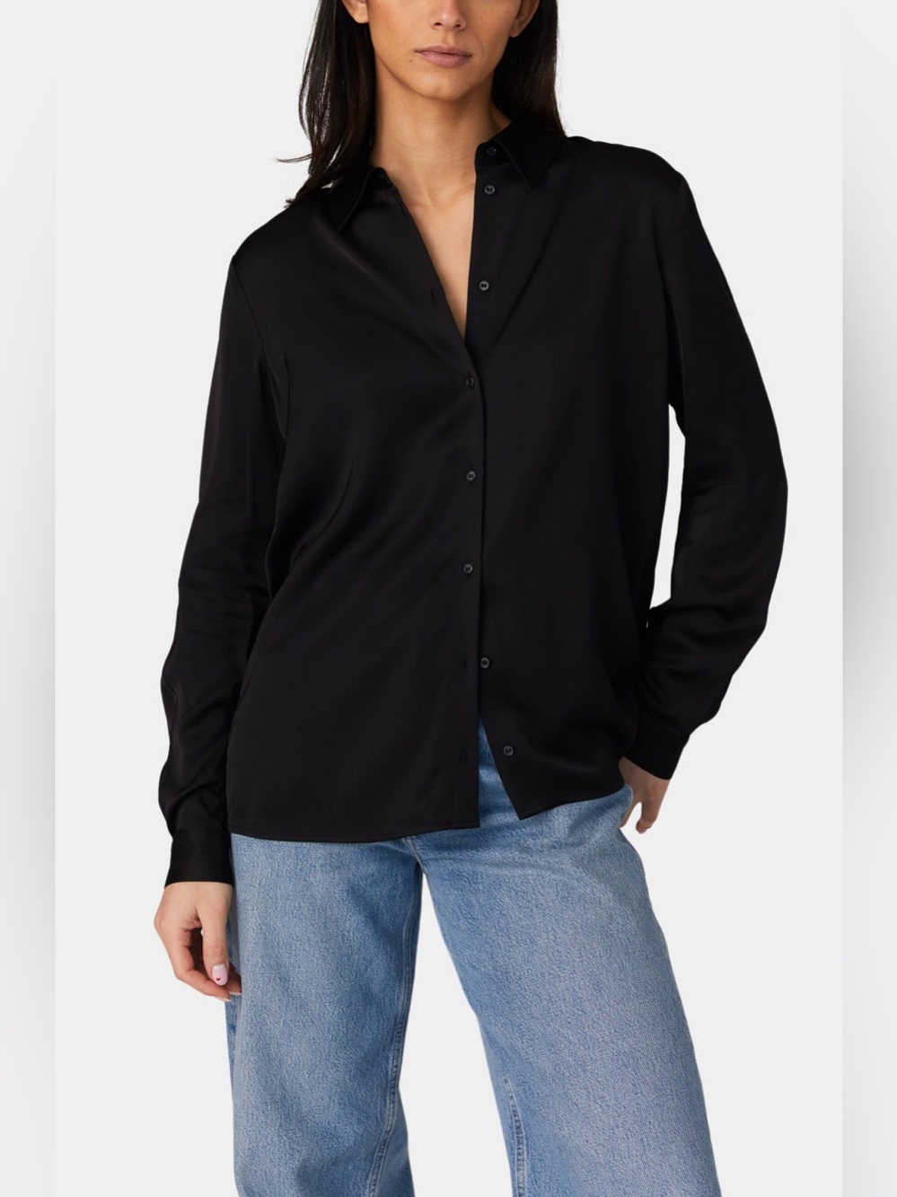French Connection Ennis Satin Shirt in Black